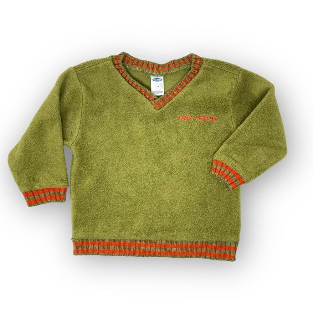 Vintage Old Navy Crewneck Pullover Sweatshirt Sweater Green Orange Toddler 2T